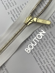 Молния металл, Gold, неразъёмная, на атласной тесьме, 6 мм, цвет 2101, белый