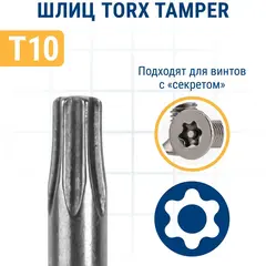 Бита отверточная ПРАКТИКА Профи Torx Tamper-10 х 50мм (2шт) (776-430)