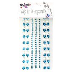 
          Наклейки-стразы Alingar, акриловые, "Бирюзовый цветок", стразы-цветочки, кружочки,жемчуженки, пакет с европодвесом
