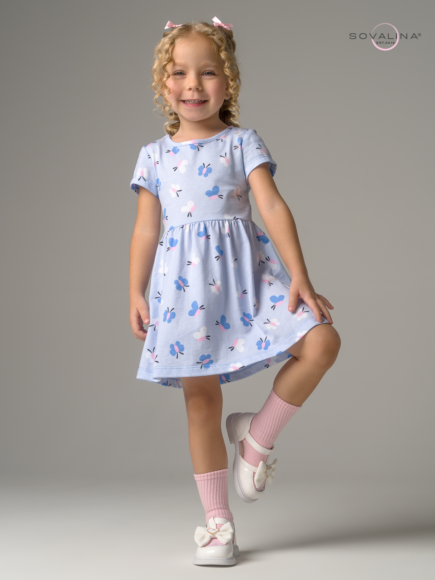 Платье Лето синие бабочки