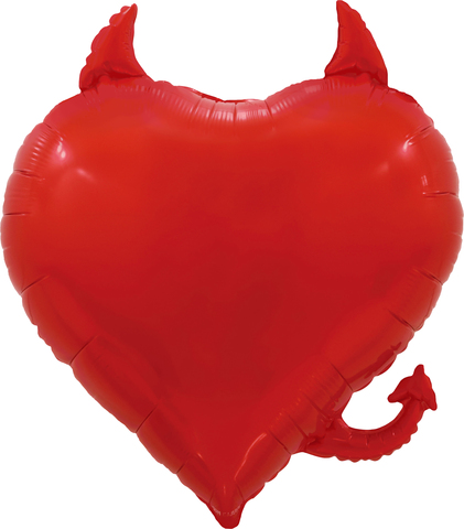 К Фигура, Сердце, Чертенок, Красный, 30''/76 см, 1 шт.