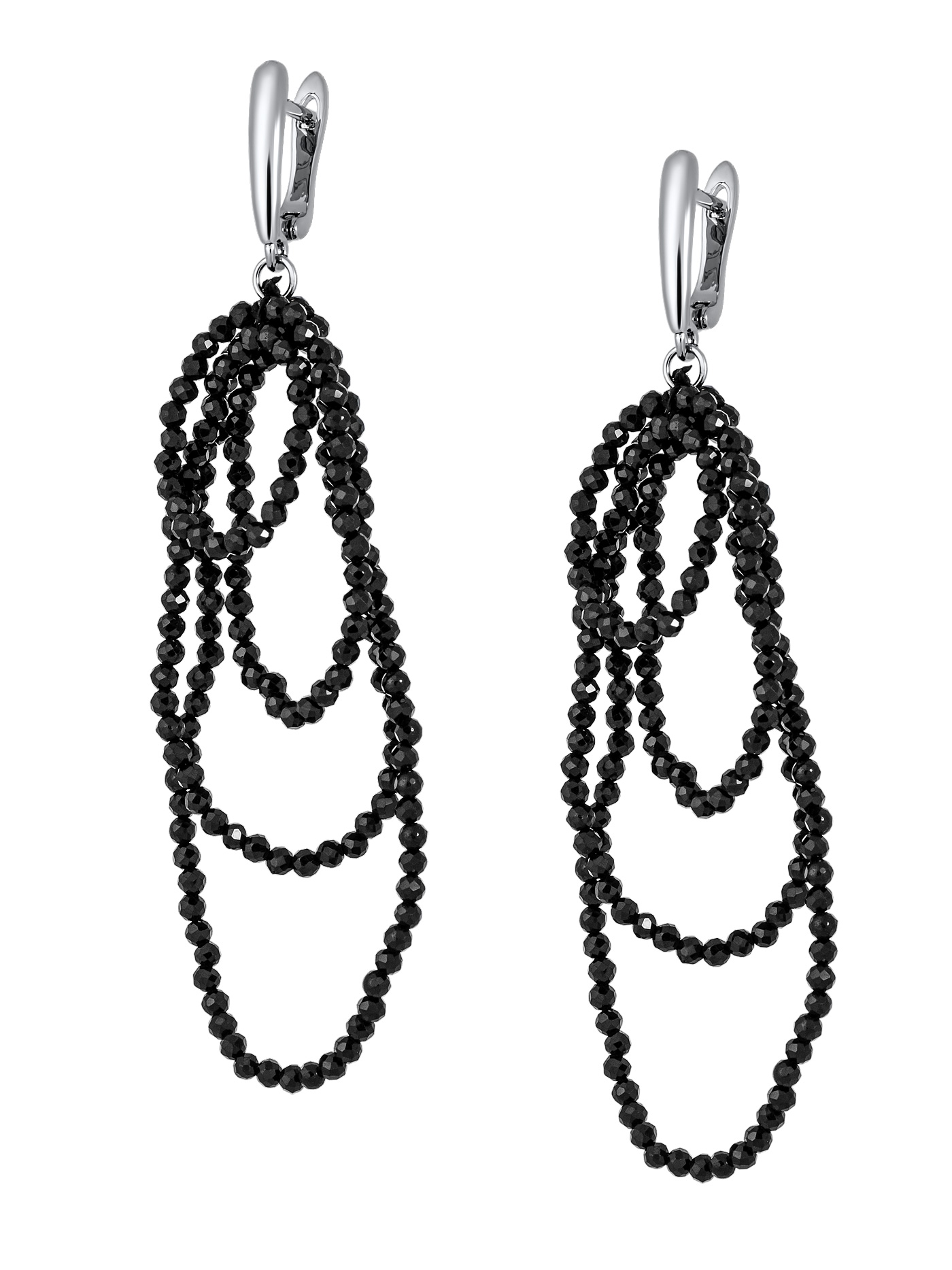 Длинные серьги черные висячие