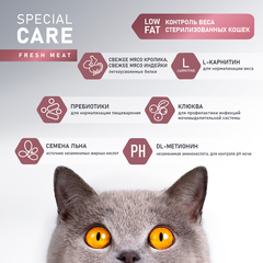 AWARD Weight Control сухой корм для взрослых стерилизованных кошек для контроля веса (кролик) 1,5 кг