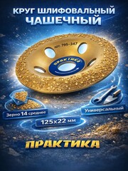 Чашка твёрдосплавная ПРАКТИКА 125 х 22 мм наклонная, зерно # 14 среднее (795-347)
