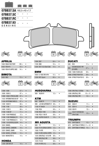07BB37LA колодки тормозные МОТО (FDB2260)