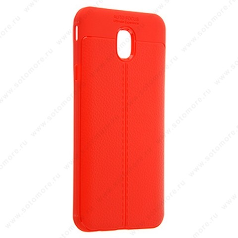 Накладка Carbon 360 силиконовая с кожаными вставками для Samsung Galaxy J7 J730 2018 красный