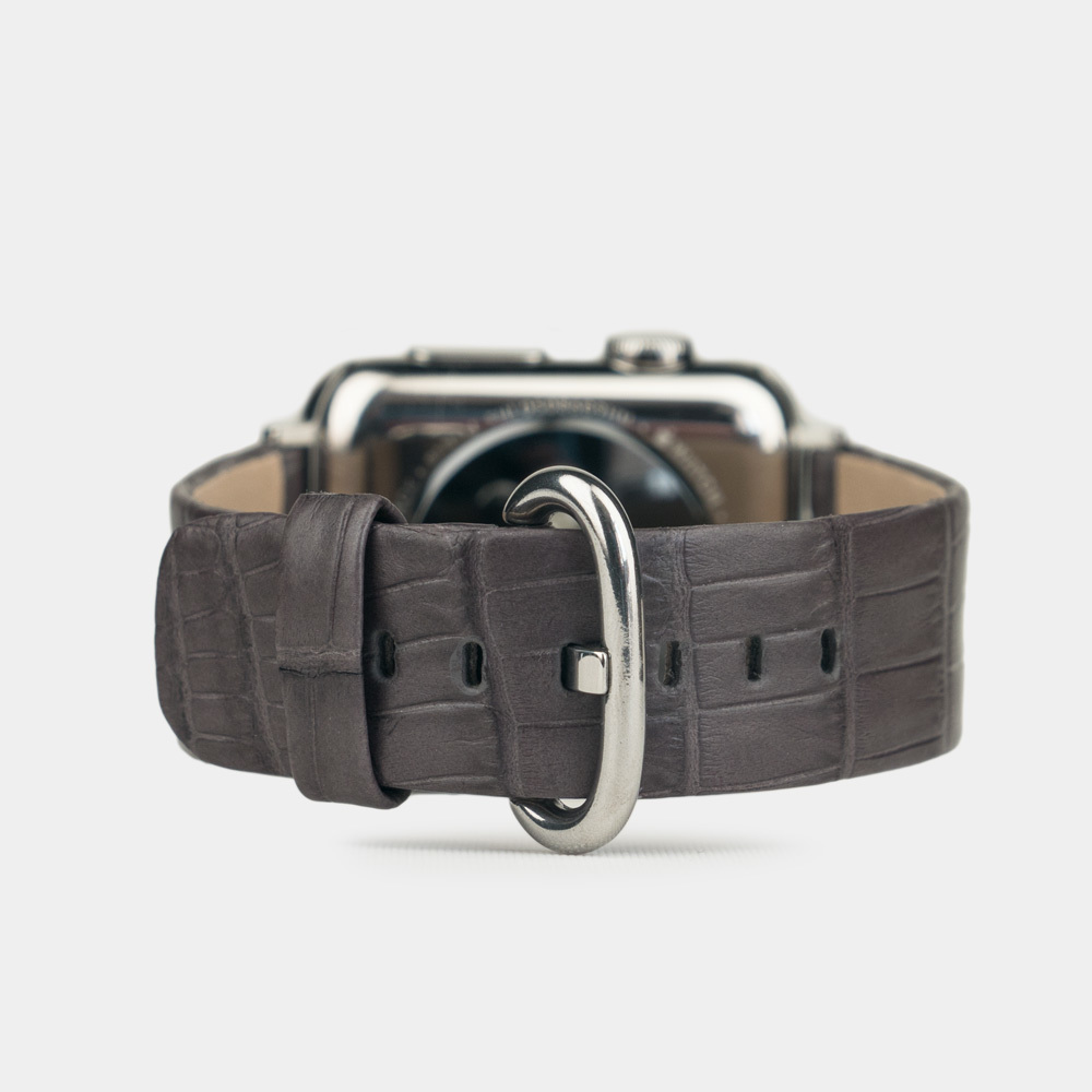 Ремешок для Apple Watch 38/40mm ST Classic из натуральной кожи крокодила, серого цвета