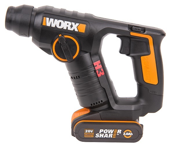 Перфоратор аккумуляторный WORX WX394.3, 20В 2Ач х1, ЗУ 2A, кейс