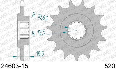 24603-15 звезда передняя KAWASAKI ZR750, ZR800 (ведущая) стальная, 520, AFAM (JTF1538.15)