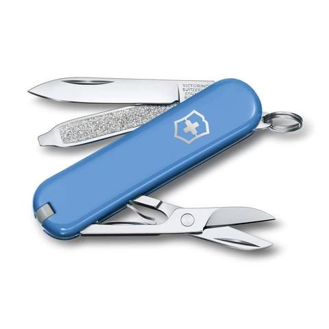 Нож-брелок Victorinox Classic SD Colors, Summer Rain (0.6223.28G) 7 функций, 58 мм. в сложенном виде, цвет голубой | Wenger-Victorinox.Ru