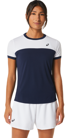 Женская теннисная футболка Asics Court Short Sleeve Top - midnight/brilliant white