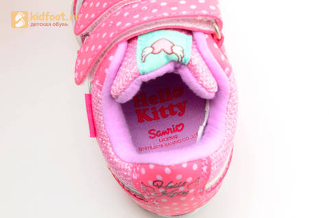 Светящиеся кроссовки для девочек Хелло Китти (Hello Kitty) на липучках, цвет розовый, мигает картинка сбоку. Изображение 14 из 15.