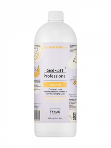GEL-OFF Средство для обезжиривания ногтей Cleaner, Соблазнительный Банан, 1000 мл
