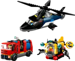Конструктор LEGO City 60462 Вертолет, пожарная машина и подводная лодка