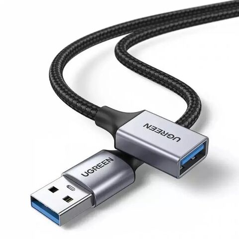 Кабель UGREEN US115 (10494) USB 3.0 Extension Cable Aluminum Case, 0,5м, серо-черный