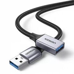 Кабель UGREEN US115 (10494) USB 3.0 Extension Cable Aluminum Case, 0,5м, серо-черный