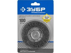 ЗУБР 100 мм, витая, стальная проволока 0.3 мм, щетка дисковая для дрели, Профессионал (35198-100)