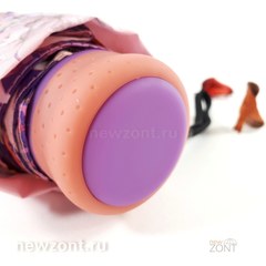 Компактный складной зонт сиренево-розовый с цветочками, АртРайн