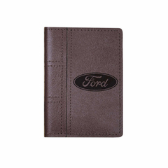 Обложка на автодокументы сложная с кармашками "Ford", шоколад