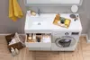 Aquanet 239211 Тумба c раковиной Токио 120 L напольная 1 ящик 2 фасада цвет белый глянец (239211)