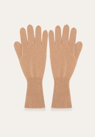Перчатки бежевые с белой окантовкой