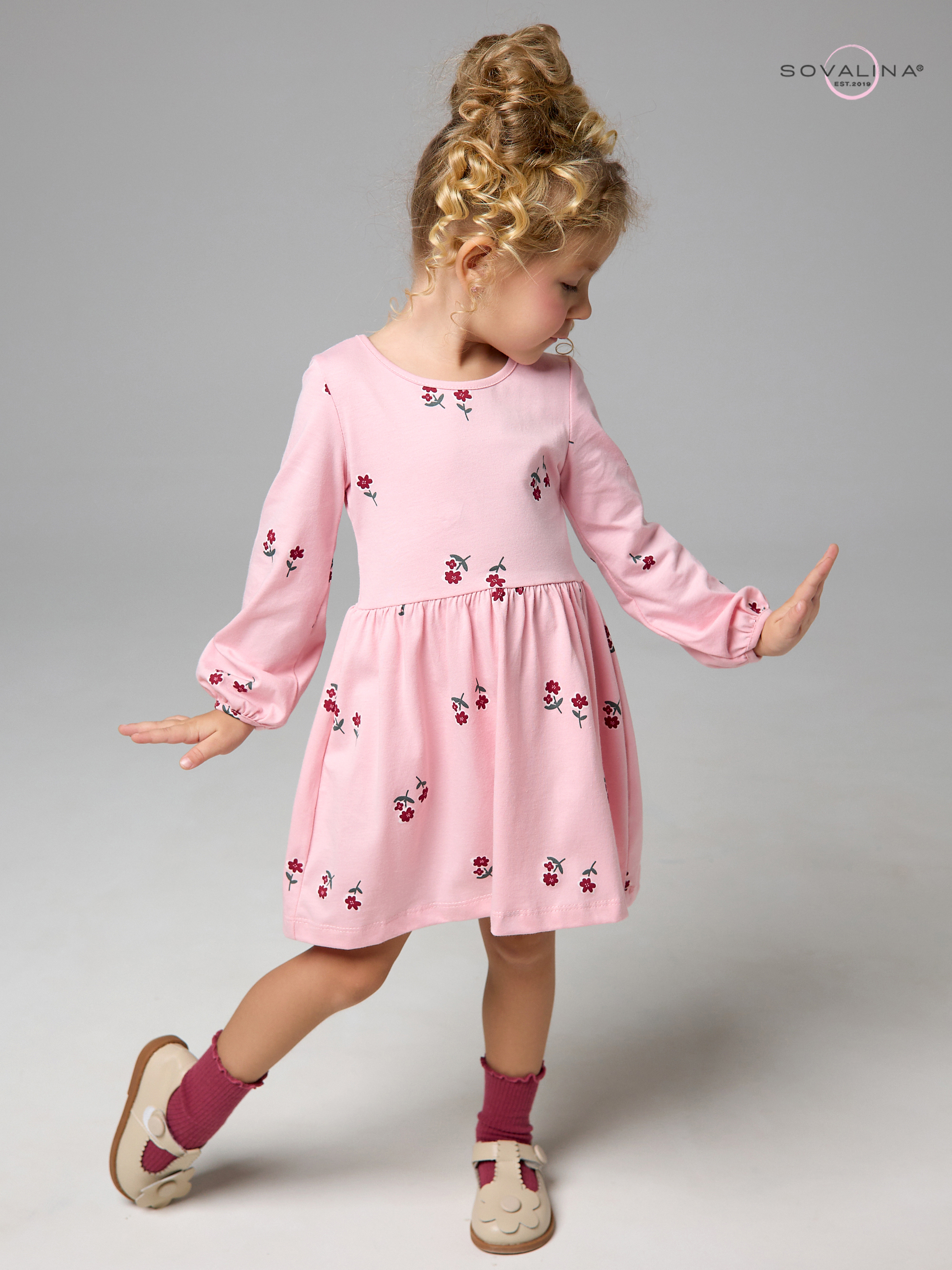 Платье Моана лютики роза