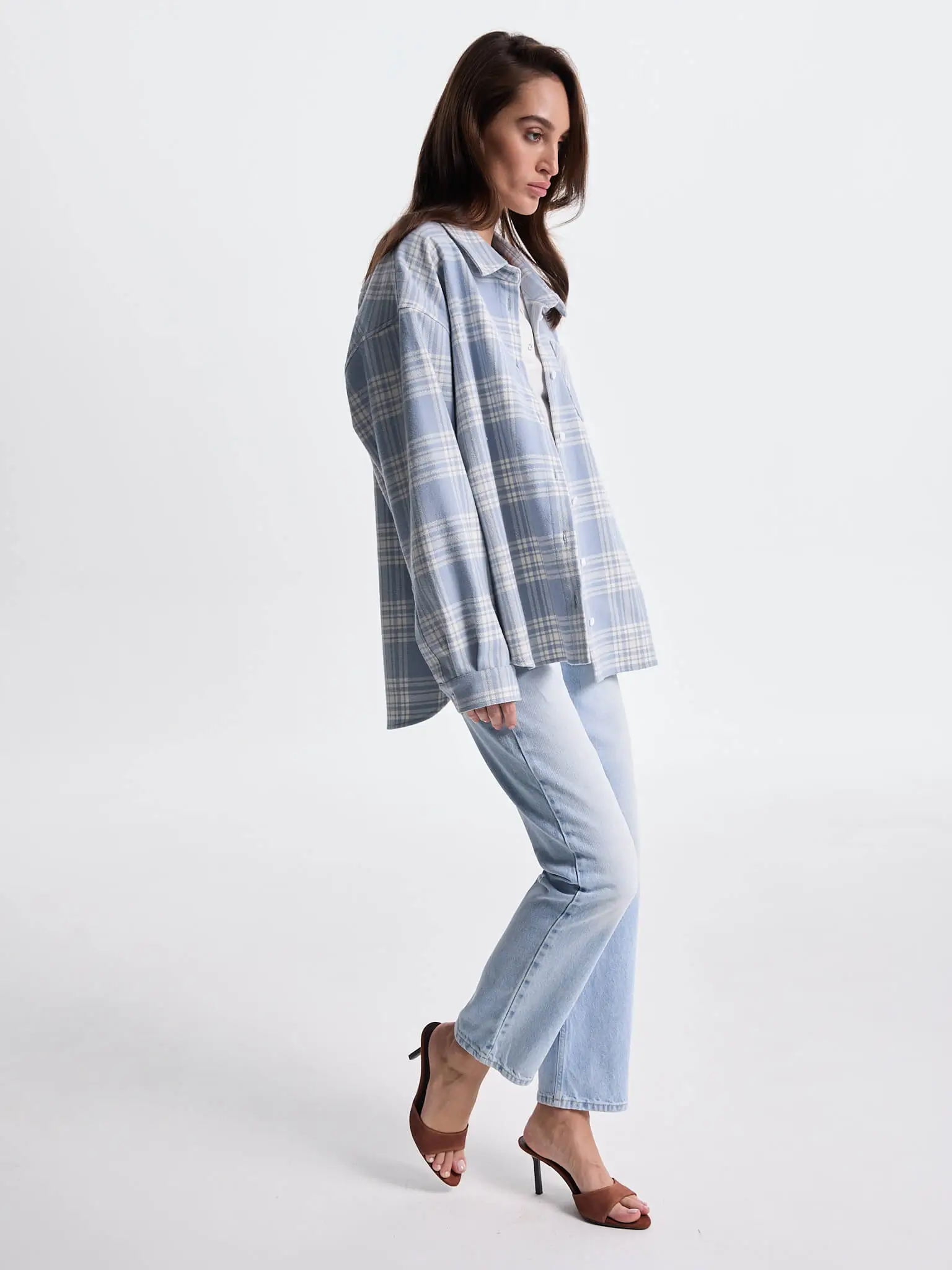 Рубашка в клетку, Голубая