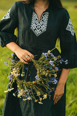 Ванда. Платье льняное миди с вышивкой в этностиле PL-421196