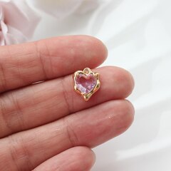 УЦЕНКА!!! Подвеска Сердце с фианитом 13*11 мм, сиреневый, позолота, У057