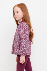 жакет  для девочки  КР 302574/насыщенная клюква,милые цветочки к497