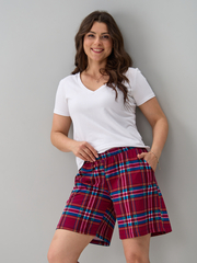 Шорты Н-042/клеткабордо-бирюза