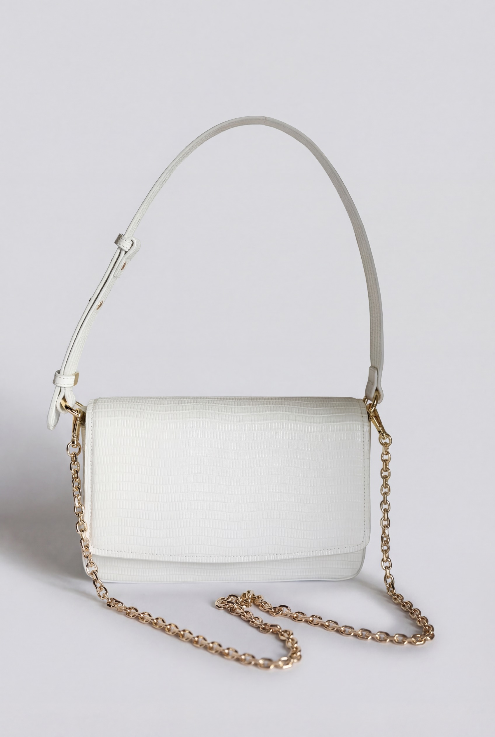 Сумка-кроссбоди из кожи под рептилию, белый