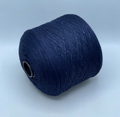 Бобинная пряжа, Merino Pailletes, 450м, 80% Меринос, 20% Полиэстер(пайетка), Темно-синий+пайетка. 39466