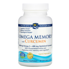 Nordic Naturals, Omega Memory с куркумином, 1000 мг, 60 мягких желатиновых капсул