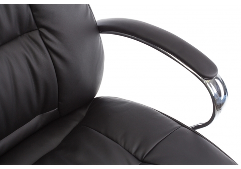 Офисное кресло для персонала и руководителя Компьютерное Evora черное 69*69*127 Хромированный металл /Черный кожзам