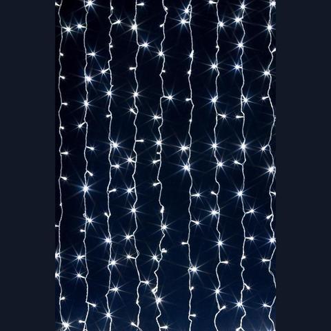 Новогодняя светодиодная LED гирлянда Штора на окно (занавес)  200х200см белая