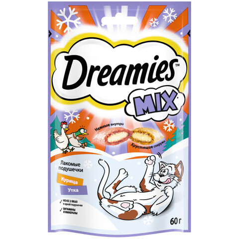 Dreamies Mix лакомство для кошек (курица+утка) 60 г