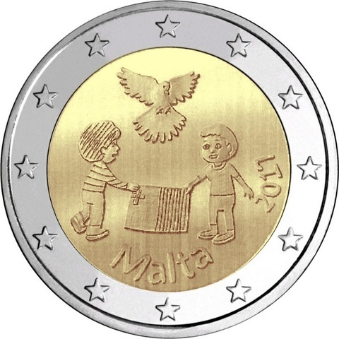 2 евро Мальта 2017 "Мир"