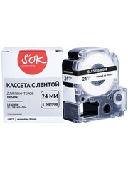 Кассета с лентой S'OK by Sakura Printing C53S656006 (LK-6WBN) для Epson  LW700, LW600P, LW1000P, Z700, Z800, черный на белом, 24мм, 8м, стандартная