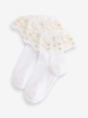 Носки хлопковые с рюшами для девочки Next 119-414, 2 шт., Белый