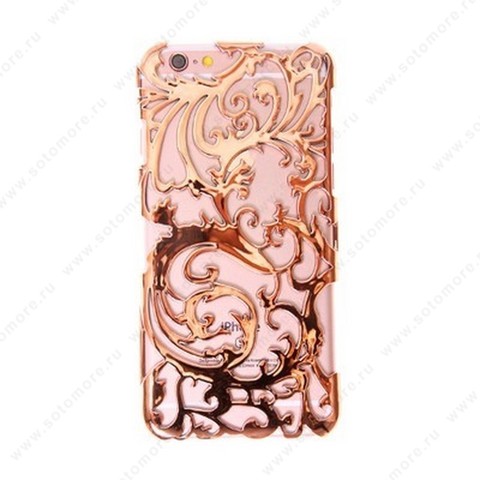 Накладка пластиковая для Apple iPhone 6s/ 6 резные узоры бронза,