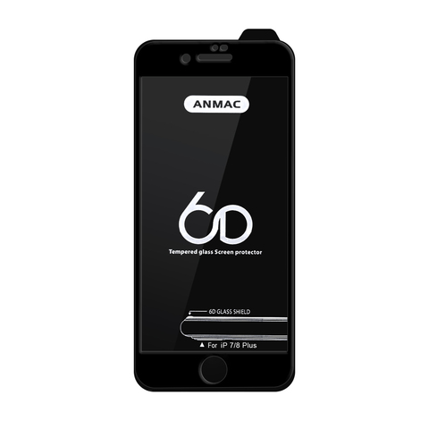 Защитное стекло 6D на весь экран ANMAC для iPhone 7 Plus, 8 Plus (Черная рамка)