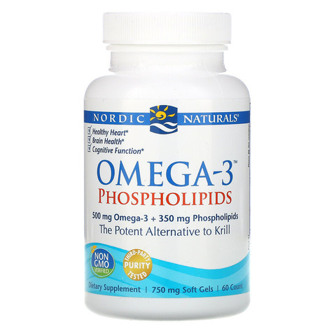 Nordic Naturals, Omega-3 Phospholipids, 750 мг, 60 мягких желатиновых капсул