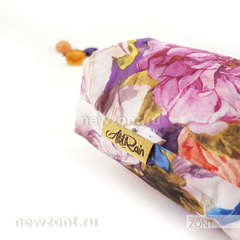Компактный складной зонт сиренево-розовый с цветочками, АртРайн