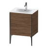 Duravit XViu Тумба подвесная 591x610x480мм, для раковины #234463, 2 ящика, цвет: walnut dark/черный матовый XV43000B221