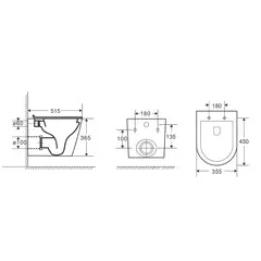 Унитаз подвесной Grossman GR-4478SQ Tornado 515х355х365 безободковый с тонким сиденьем
