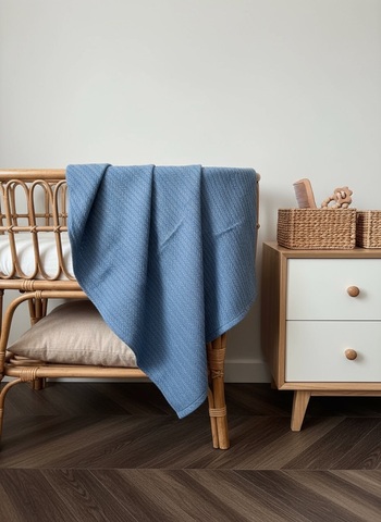 Плед вязаный "Синий"