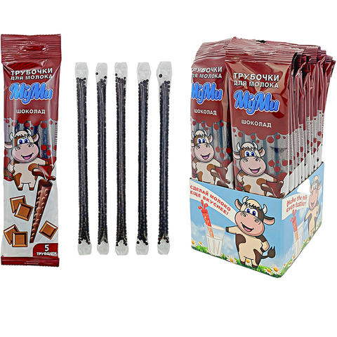 Трубочка для молока МУМИ со вкусом шоколада 1кор*6бл*24шт, 30гр