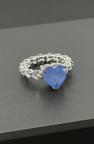 40040 - Кольцо-дорожка с сиреневым сердцем из серебра 925 пробы