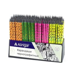 
          Карандаш ч/г Alingar HB, дерево, с ластиком, круглый, заточенный, ассорти, корпус с рисунком "Ладошки", пластиковый стенд по 288 шт.